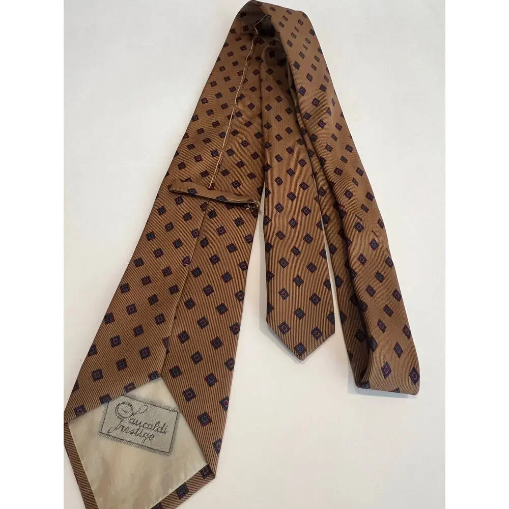 Pancaldi Prestige Made in Italy Men’s Silk Neck Tie Gold Blue SG